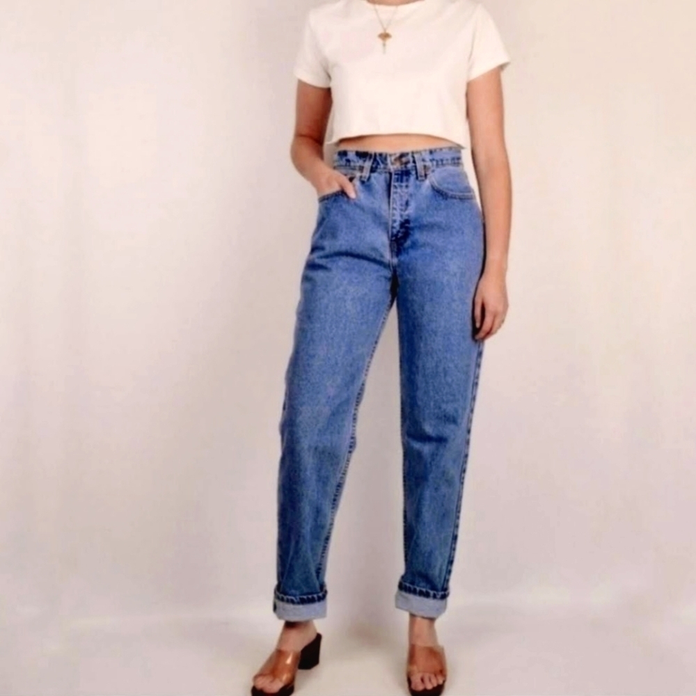 Vintage Riders Mom Jeans Dark Wash High Rise Tapered Leg Relaxed Fit 90s